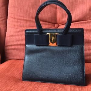 Vintage 1980s Ferragamo Vara Bow Tote Bag